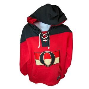 Fanatic Men's Ottawa Senators Lace Up Hoodie Sweatshirt Red Black Size XL
